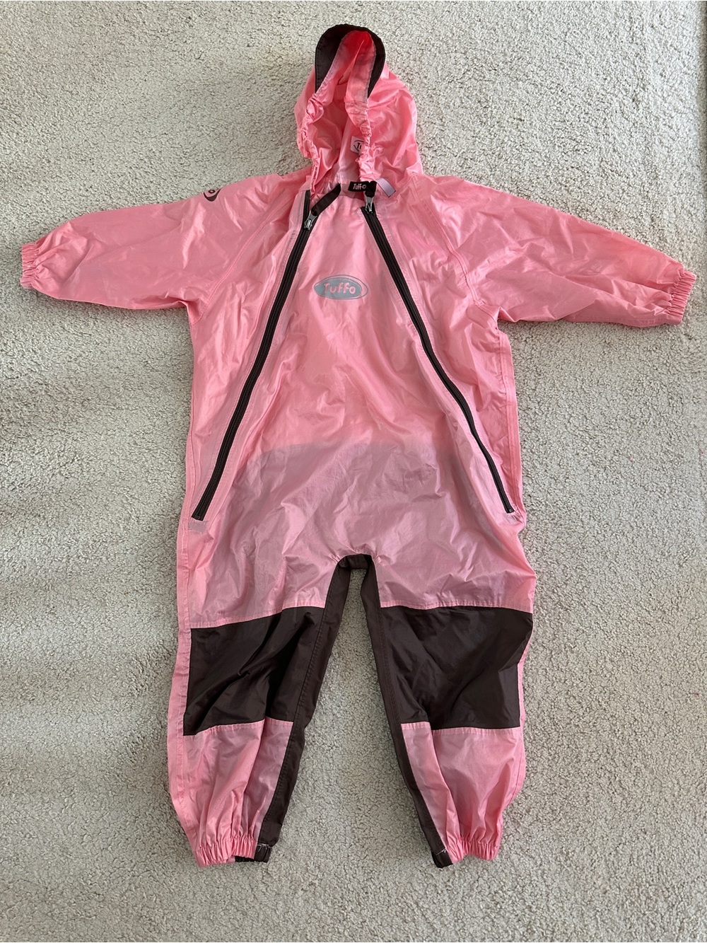 Kids Waterproof Pink One-Piece Rain Suit by Tuffo 4T